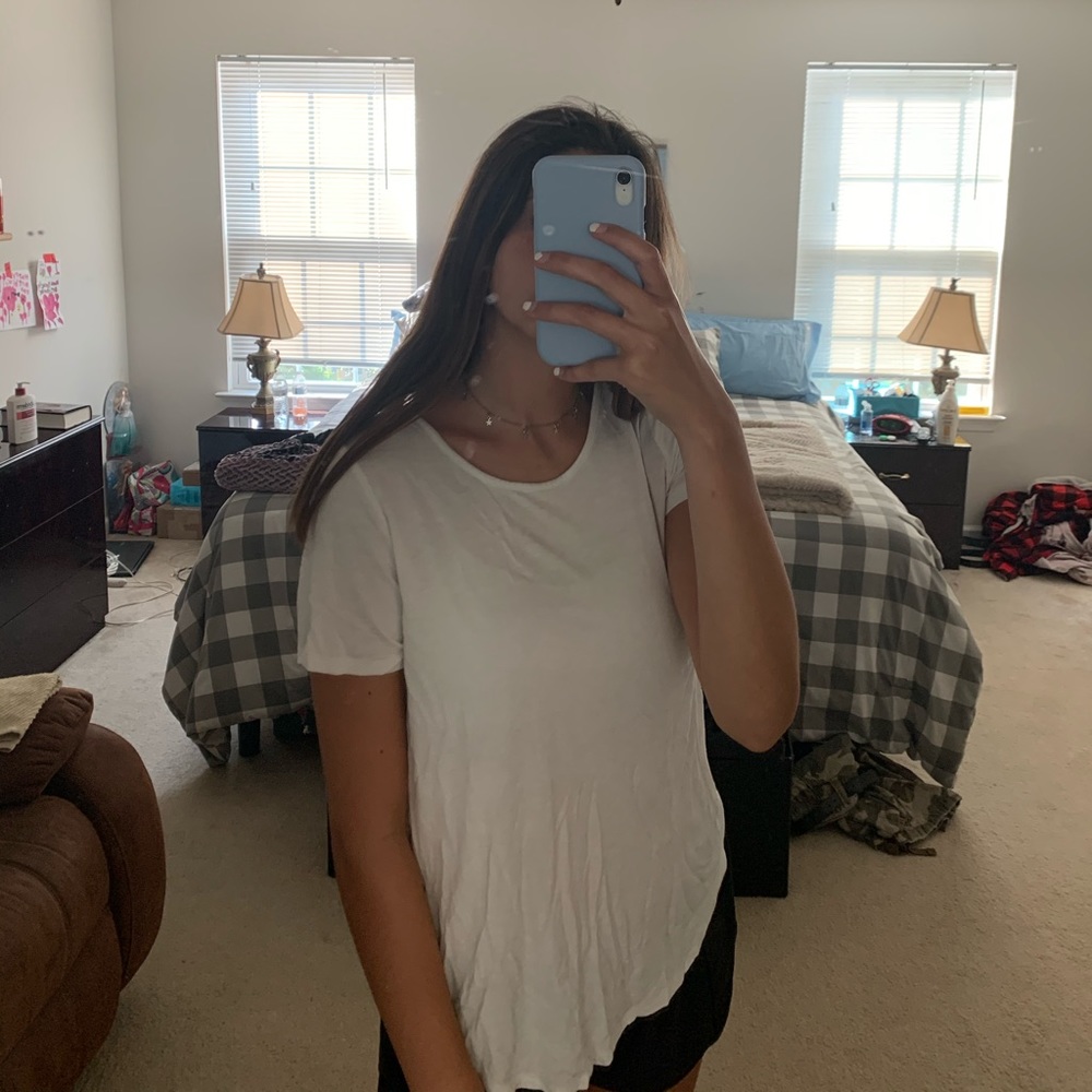 white blouse with criss cross back